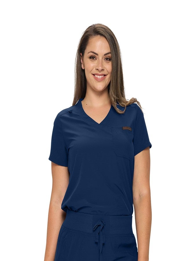 MONARCH UNIFORMS قميص طبي نسائي من مونارك يونيفورمز، بجيب واحد، قابل للطي، لون كحلي، مقاس L - Image 2